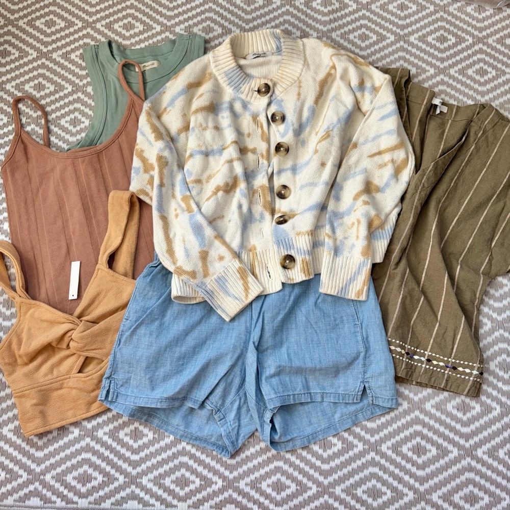 Madewell XXS/XS Bundle Clothing Cardigan Tan Shorts Six Pieces Lot - Picture 1 of 9